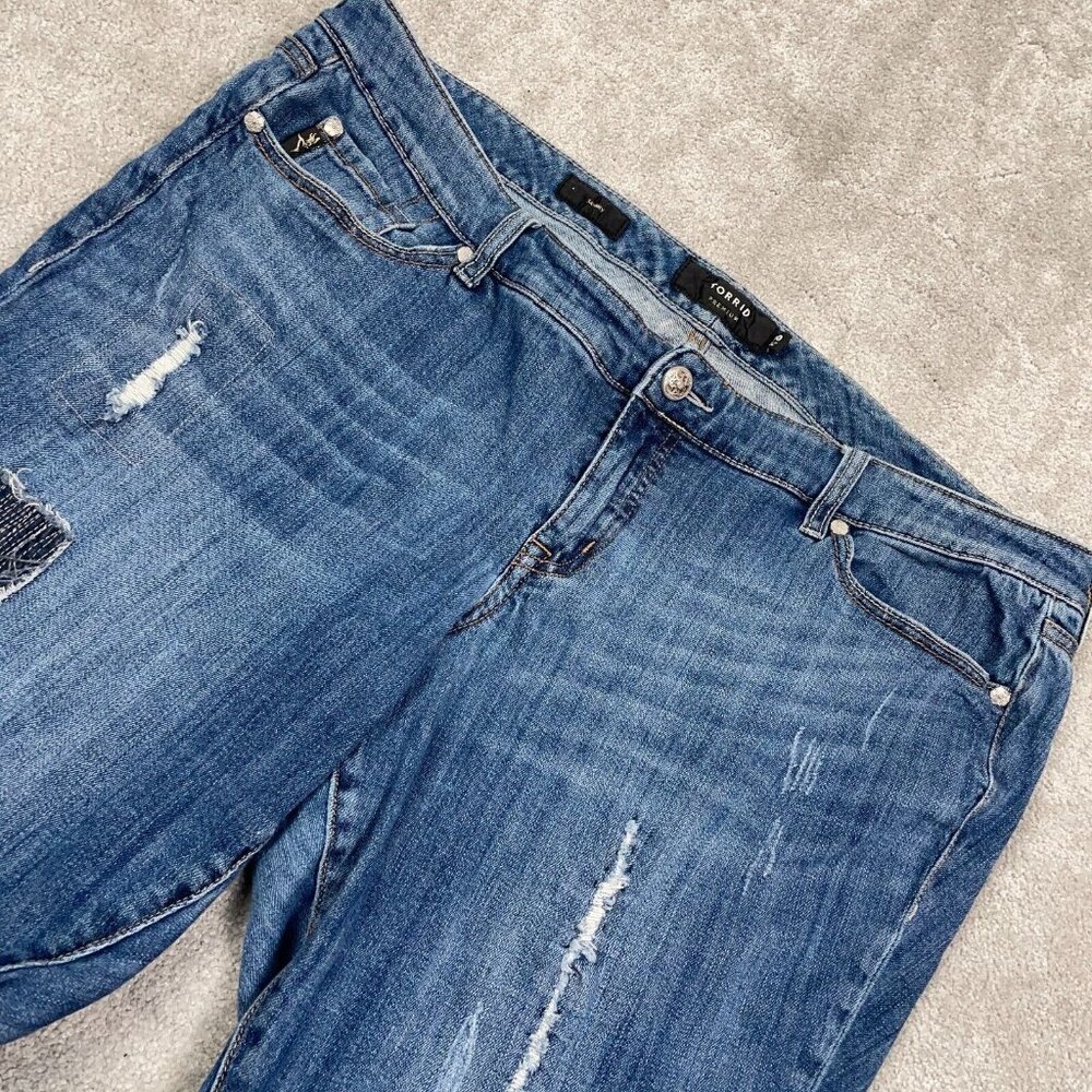 Torrid Premium Skinny Jeans Women's Plus Size 20 Medium Wash Patches Distressed